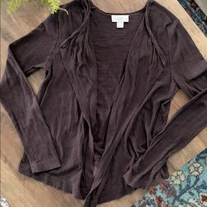 LOFT dark brown open cardigan